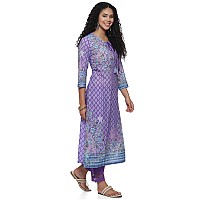 BIBA WOMEN PRINTED STRAIGHT SALWAR KURTA DUPATTA(SKDASSORTED7483E_LAVENDAR_32)