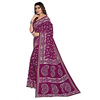 TAMAIRA FASHION Womens Plain Weave Pure Cotton Saree Without Blouse Piece2476Magenta