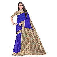 TAMAIRA FASHION Womens Plain Weave Pure Cotton Saree With Blouse Piece(11296_Blue)