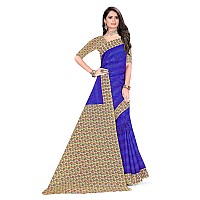 TAMAIRA FASHION Womens Plain Weave Pure Cotton Saree With Blouse Piece(11296_Blue)