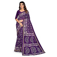 TAMAIRA FASHION Womens Plain Weave Pure Cotton Saree Without Blouse Piece2476Purple