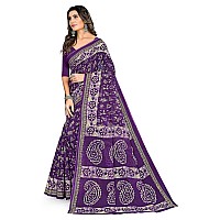 TAMAIRA FASHION Womens Plain Weave Pure Cotton Saree Without Blouse Piece2476Purple