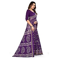 TAMAIRA FASHION Womens Plain Weave Pure Cotton Saree Without Blouse Piece2476Purple