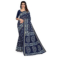 TAMAIRA FASHION Womens Plain Weave Pure Cotton Saree Without Blouse Piece2476Navy Blue