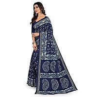 TAMAIRA FASHION Womens Plain Weave Pure Cotton Saree Without Blouse Piece2476Navy Blue