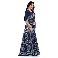 TAMAIRA FASHION Womens Plain Weave Pure Cotton Saree Without Blouse Piece2476Navy Blue