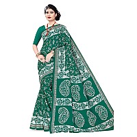 TAMAIRA FASHION Womens Plain Weave Pure Cotton Saree Without Blouse Piece2476Seagreen