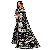 TAMAIRA FASHION Womens Plain Weave Pure Cotton Saree Without Blouse Piece2476Black