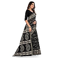 TAMAIRA FASHION Womens Plain Weave Pure Cotton Saree Without Blouse Piece2476Black