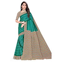 TAMAIRA FASHION Womens Plain Weave Pure Cotton Saree With Blouse Piece11296Seagreen