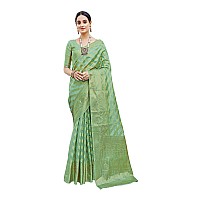 Glory Sarees Womens Organza Silk Woven Saree With Blouse Piece (Organza_SIlk101_Firozi)