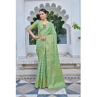 Glory Sarees Womens Organza Silk Woven Saree With Blouse Piece (Organza_SIlk101_Firozi)