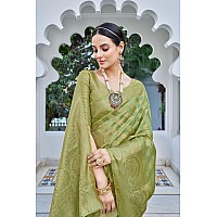 Glory Sarees Womens Organza Silk Woven Saree With Blouse Piece (Organza_SIlk101_Pista)