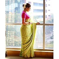 C J Enterprise Womens Pure Soft Kanjivaram Silk Saree for Wedding Kanchipuram Pattu Sarees Banarasi Cotton Latest Sari With Blouse Piece Design Wear ladies new sadi 2023 Party 2024 (BS17 Green)