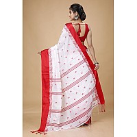 OISHANI SAREE GHOR Womens Traditional Bengal Soft Cotton Silk Handloom Saree (Red)