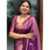 C J Enterprise Womens Banarasi Saree Pure Kanjivaram Silk Saree Soft Design Wear Pattu Sarees Party Latest Cotton With Blouse Piece Kanchipuram for Wedding sadi new Sari 2024 2023 (DevRatna Magenta)