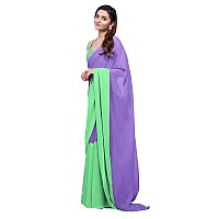 AKHILAM Womens Colorblocked Celebrity Pure Chiffon Rocky Aur Rani Ki Prem Kahani Alia Bhatt Saree with unstitched Blouse Piece