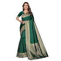 SATIKA RITI Womens Banarasi Cotton Silk Jacquard Saree With Blouse Piece (Green)