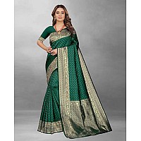 SATIKA RITI Womens Banarasi Cotton Silk Jacquard Saree With Blouse Piece (Green)