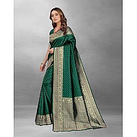 SATIKA RITI Womens Banarasi Cotton Silk Jacquard Saree With Blouse Piece (Green)