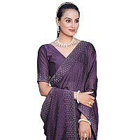 SIRIL Womens Hot Fixing Georgette Saree with Unstitched Blouse Piece (3186S135_Lavender)