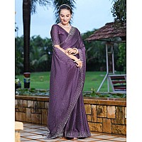 SIRIL Womens Hot Fixing Georgette Saree with Unstitched Blouse Piece (3186S135_Lavender)