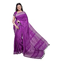 SheenKraft Womens Linen Blend Bhagalpuri Saree with Blouse Piece (Electric Purple)