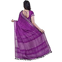 SheenKraft Womens Linen Blend Bhagalpuri Saree with Blouse Piece (Electric Purple)