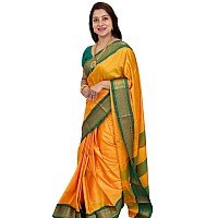 SGF11 Womens Kanjivaram Soft Lichi Silk Saree With Blouse Piece (Yellow Green)