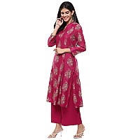 BIBA WOMEN PRINTED ANARKALI SALWAR KURTA DUPATTA(SKDASSORTED6852E_MAGENTA_34)