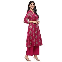 BIBA WOMEN PRINTED ANARKALI SALWAR KURTA DUPATTA(SKDASSORTED6852E_MAGENTA_34)