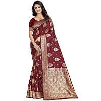 Sugathari Womens Art Silk Maroon Kanchipuram Saree SAN ENGLE 3 MAROON