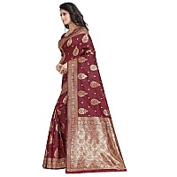 Sugathari Womens Art Silk Maroon Kanchipuram Saree SAN ENGLE 3 MAROON