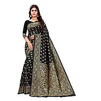 Sugathari Womens Art Silk Black Kanchipuram Saree SAN PARI S1 BLACK