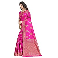 Sugathari Womens Art Silk Rani Pink Kanchipuram Saree SAN ENGLE 3 RANI