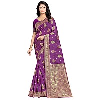 Sugathari Womens Art Silk Purple Kanchipuram Saree SAN ENGLE 3 PURPLE