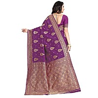 Sugathari Womens Art Silk Purple Kanchipuram Saree SAN ENGLE 3 PURPLE