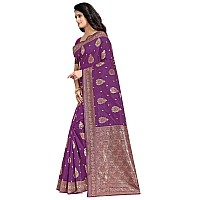 Sugathari Womens Art Silk Purple Kanchipuram Saree SAN ENGLE 3 PURPLE