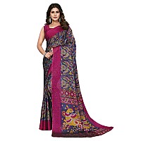 Yashika Womens Trendy Rangoli Chiffon Purple Color Saree with Blouse MaterialUMIKA PURPLE