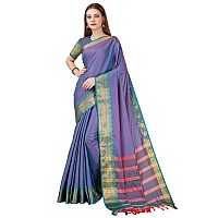 Jaanvi fashion Womens Letest Cotton Banarasi Silk Tanchoi Woven Saree With Blouse For Women(tanchoi-skyblue)