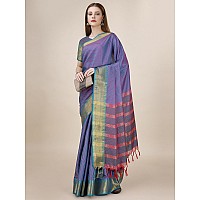 Jaanvi fashion Womens Letest Cotton Banarasi Silk Tanchoi Woven Saree With Blouse For Women(tanchoi-skyblue)