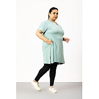 Cupid Womens Cotton Plus Size Plain Half Sleeves Long Top For Summer And Semi Summers With One Side Pocket For Ladies Solid T Sh