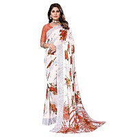 Yashika Womens Trendy Printed Georgette Orange Color Saree with Blouse Material(NUTAN ORANGE)