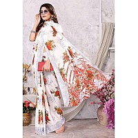 Yashika Womens Trendy Printed Georgette Orange Color Saree with Blouse Material(NUTAN ORANGE)