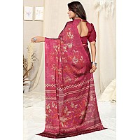 MIRCHI FASHION Womens Plain Weave Chiffon Floral Printed Saree with Blouse Piece 39203Pink Rust