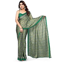 MIRCHI FASHION Womens Plain Weave Chiffon Floral Printed Saree with Blouse Piece 39263Green Grey