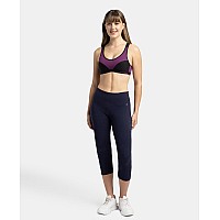 Jockey 1391 Womens Super Combed Cotton Elastane Stretch Slim Fit Capri With Ultrasoft Waistbandnavy Blazers