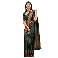 SPOTXY Womens Pure Soft Kanjivaram Silk Saree for Wedding Kanchipuram Pattu Sarees Party Banarasi Cotton Latest Sari With Blouse