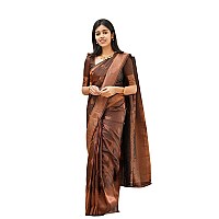 SPOTXY Womens Pure Soft Kanjivaram Silk Saree for Wedding Kanchipuram Pattu Sarees Party Banarasi Cotton Latest Sari With Blouse