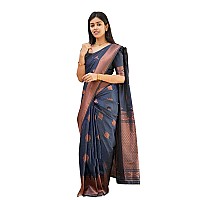 SPOTXY Womens Pure Soft Kanjivaram Silk Saree for Wedding Kanchipuram Pattu Sarees Party Banarasi Cotton Latest Sari With Blouse